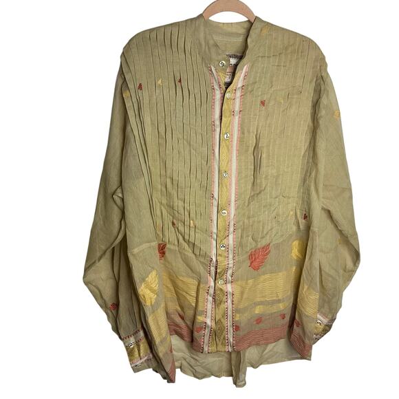 Paul Robb Legendary Button Tuxedo Cotton Leaf Shirt Size 3 XL - Picture 1 of 11